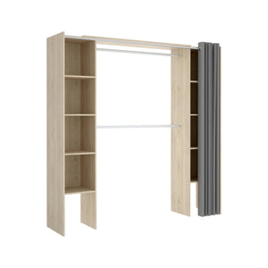 Guardaroba grande Caloy, Mobile camera da letto, Cabina armadio portabiti, Armadio appendiabiti, 180x50 h205 cm, Rovere