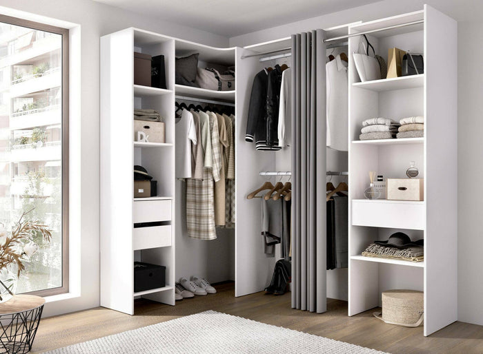 Guardaroba grande Pali, Mobile camera da letto, Cabina armadio portabiti, Armadio appendiabiti, 214x141 h205 cm, Bianco