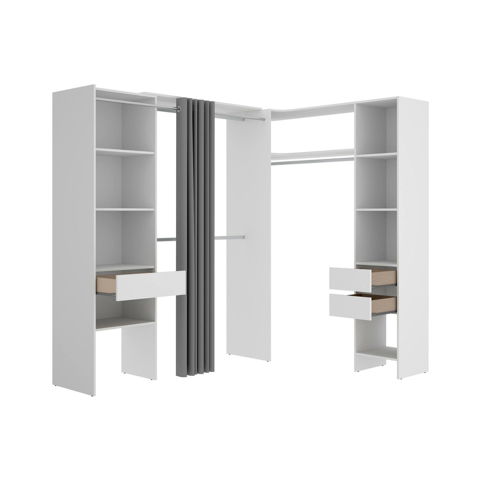 Guardaroba grande Pali, Mobile camera da letto, Cabina armadio portabiti, Armadio appendiabiti, 214x141 h205 cm, Bianco