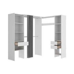 Guardaroba grande Pali, Mobile camera da letto, Cabina armadio portabiti, Armadio appendiabiti, 214x141 h205 cm, Bianco