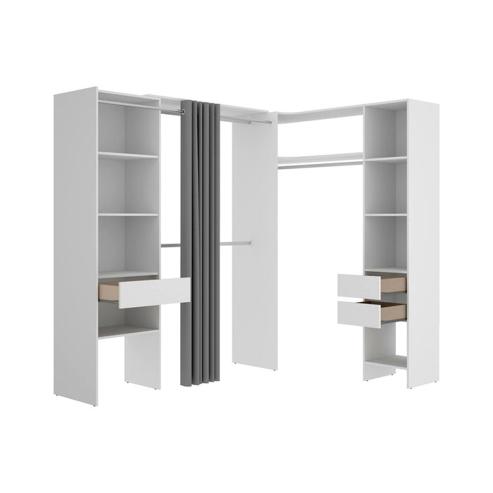 Guardaroba grande Pali, Mobile camera da letto, Cabina armadio portabiti, Armadio appendiabiti, 214x141 h205 cm, Bianco