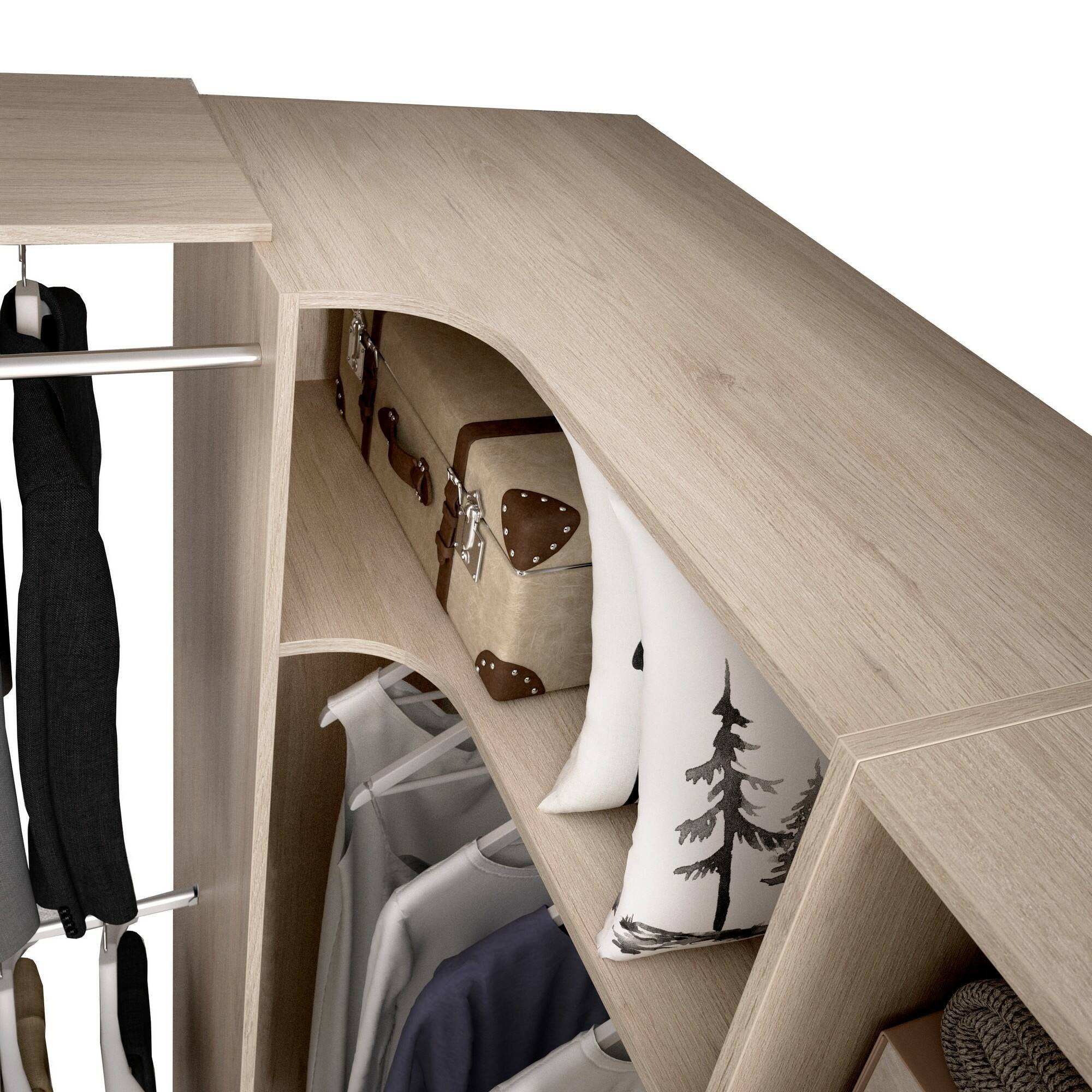 Guardaroba grande Pali, Mobile camera da letto, Cabina armadio portabiti, Armadio appendiabiti, 214x141 h205 cm, Rovere