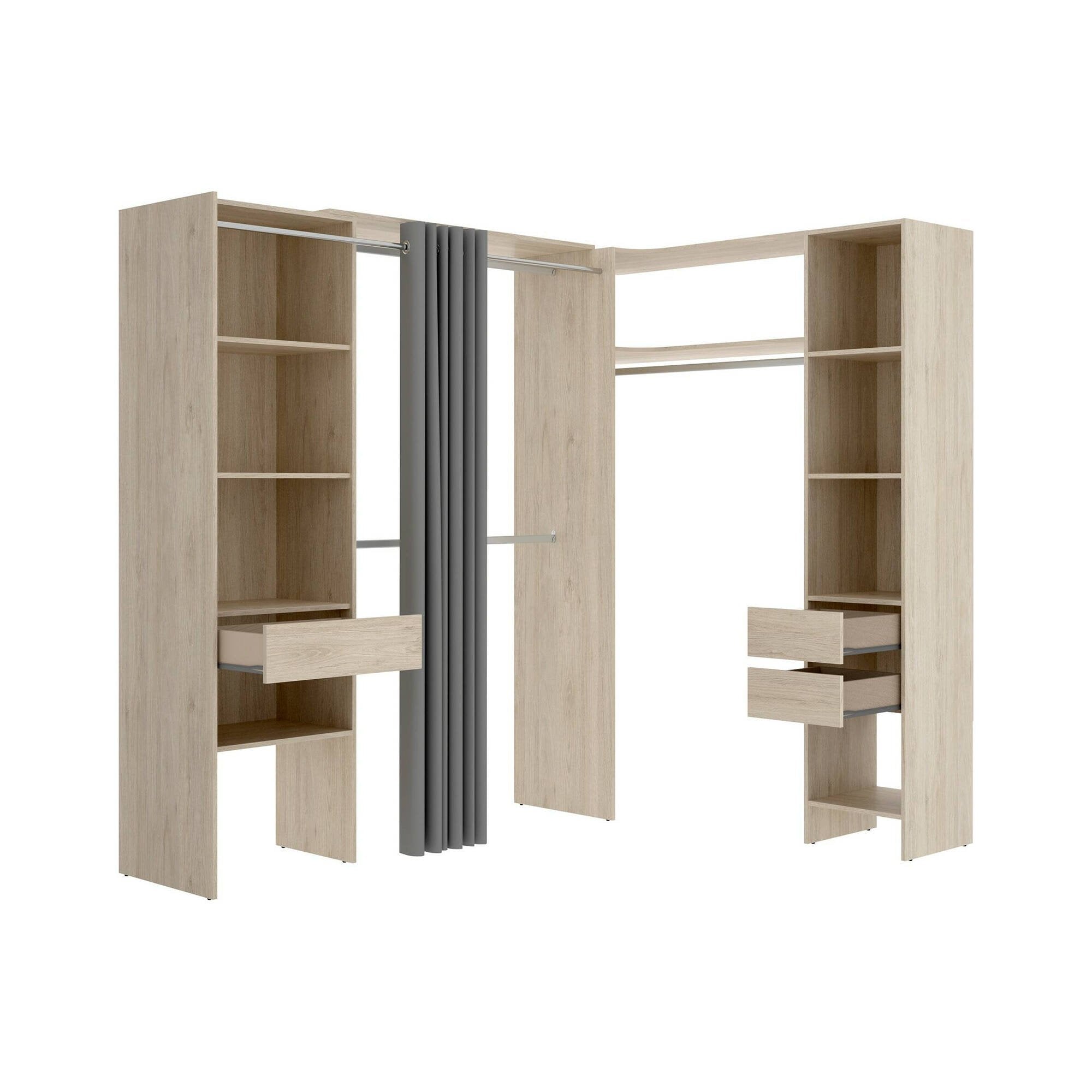 Guardaroba grande Pali, Mobile camera da letto, Cabina armadio portabiti, Armadio appendiabiti, 214x141 h205 cm, Rovere