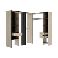 Guardaroba grande Pali, Mobile camera da letto, Cabina armadio portabiti, Armadio appendiabiti, 214x141 h205 cm, Antracite e Rovere