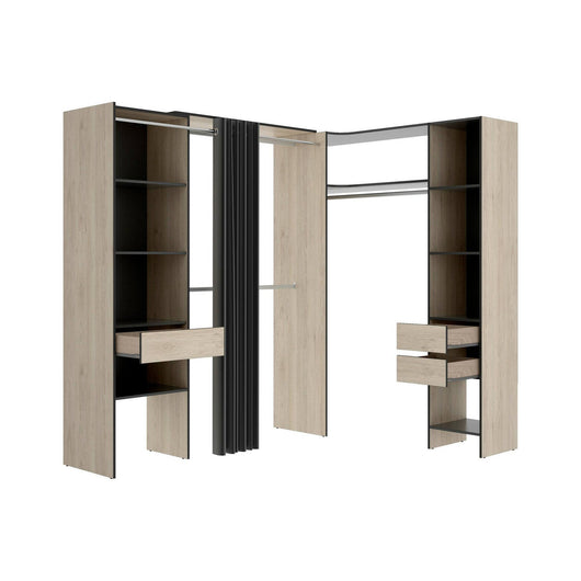 Guardaroba grande Pali, Mobile camera da letto, Cabina armadio portabiti, Armadio appendiabiti, 214x141 h205 cm, Antracite e Rovere