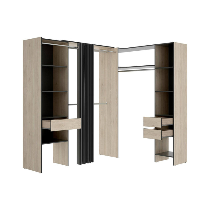 Guardaroba grande Pali, Mobile camera da letto, Cabina armadio portabiti, Armadio appendiabiti, 214x141 h205 cm, Antracite e Rovere