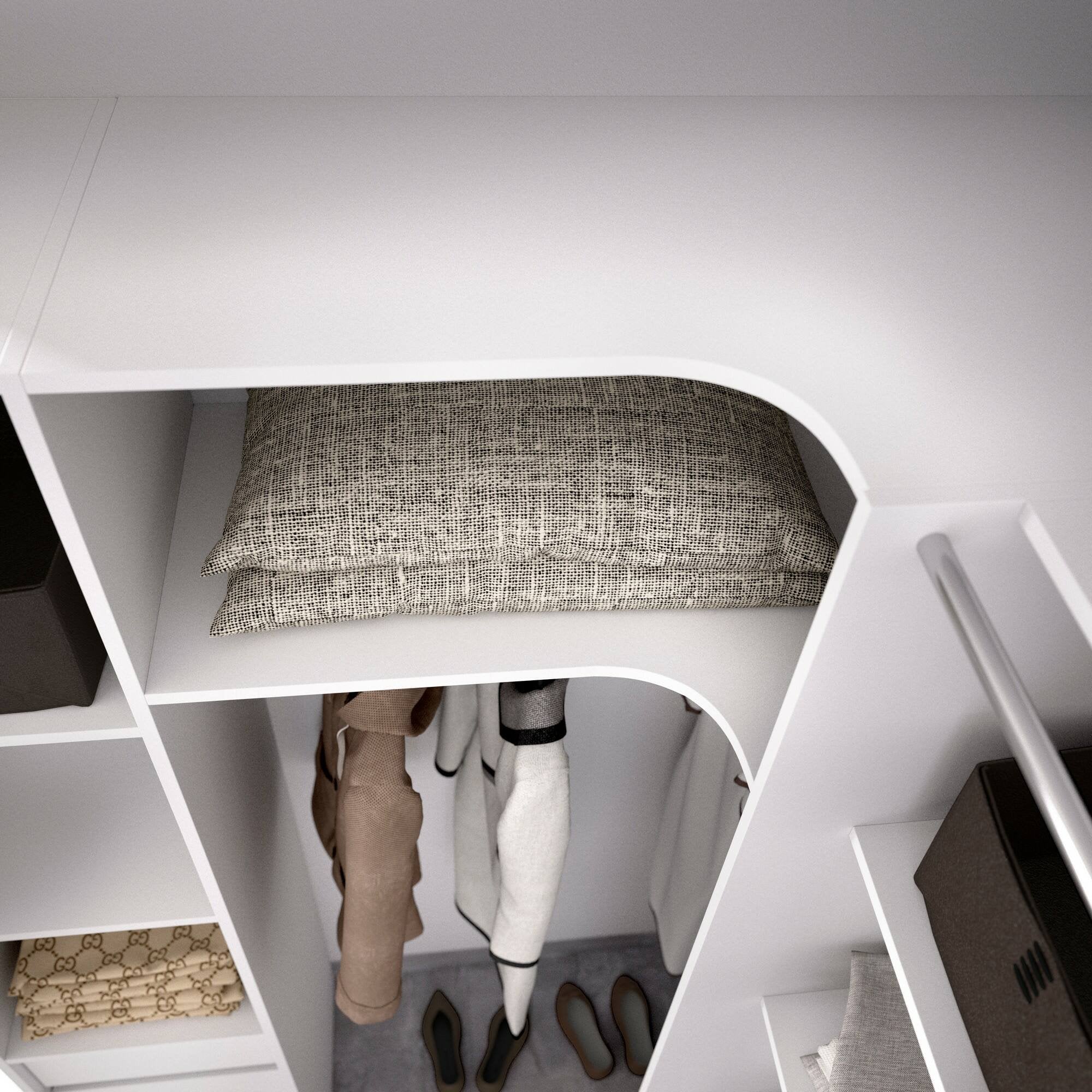 Guardaroba grande Dindo, Mobile camera da letto, Cabina armadio portabiti, Armadio appendiabiti, 234x141 h205 cm, Bianco