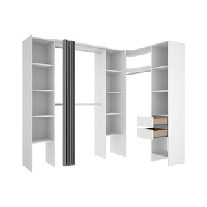 Guardaroba grande Dindo, Mobile camera da letto, Cabina armadio portabiti, Armadio appendiabiti, 234x141 h205 cm, Bianco