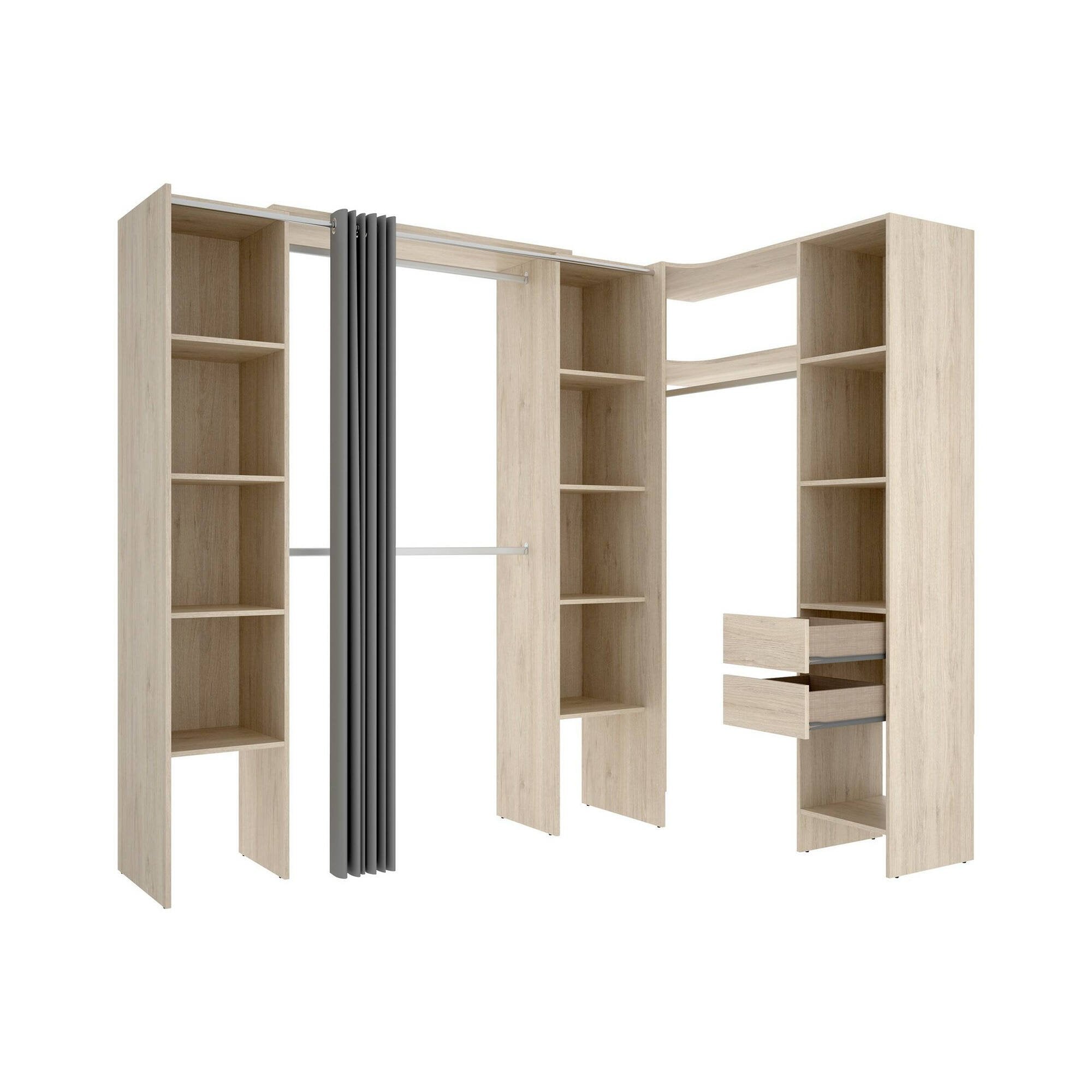 Guardaroba grande Dindo, Mobile camera da letto, Cabina armadio portabiti, Armadio appendiabiti, 234x141 h205 cm, Rovere