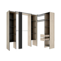 Guardaroba grande Dindo, Mobile camera da letto, Cabina armadio portabiti, Armadio appendiabiti, 234x141 h205 cm, Antracite e Rovere