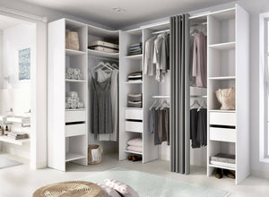 Guardaroba grande Alanno, Mobile camera da letto, Cabina armadio portabiti, Armadio appendiabiti, 234x141 h205 cm, Bianco