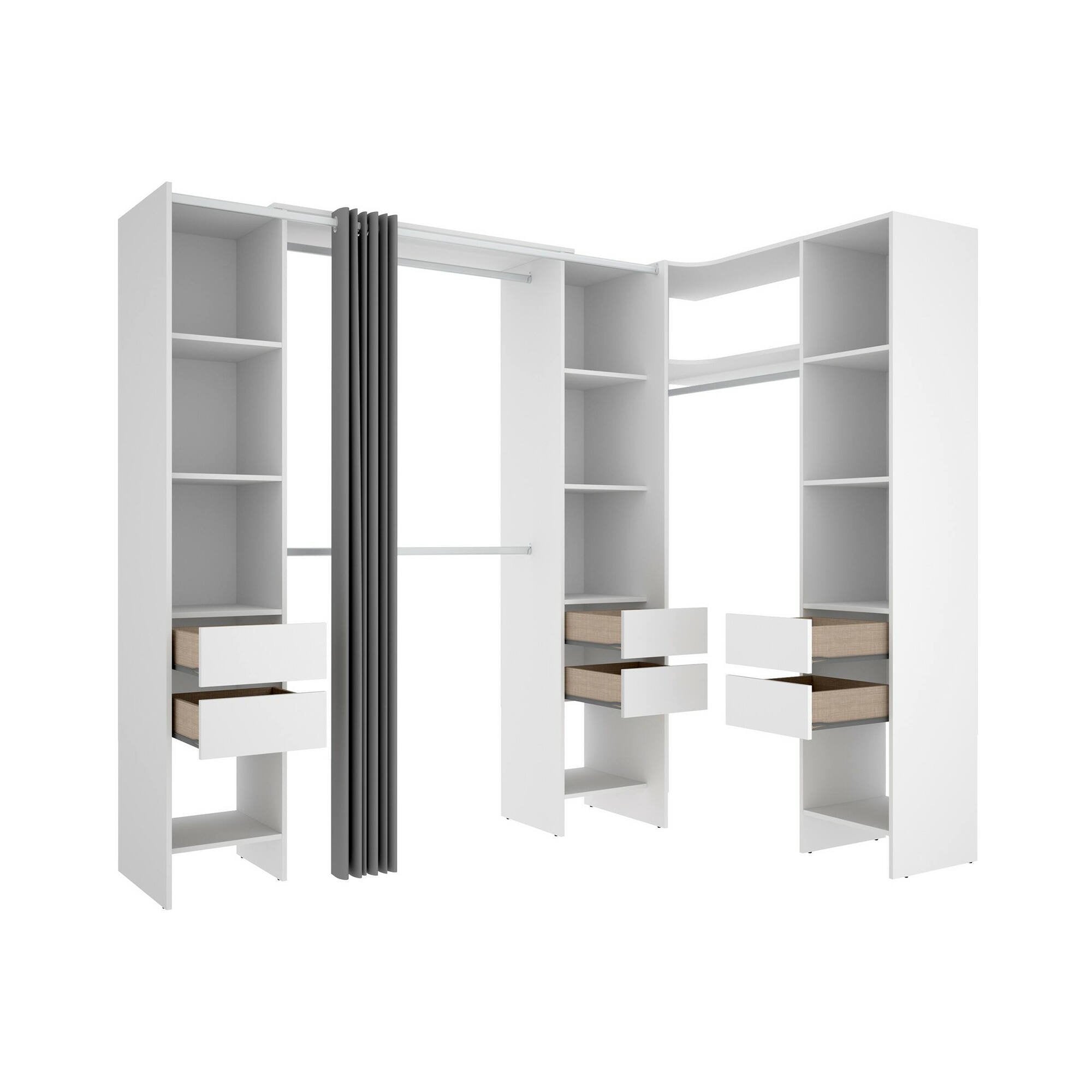 Guardaroba grande Alanno, Mobile camera da letto, Cabina armadio portabiti, Armadio appendiabiti, 234x141 h205 cm, Bianco