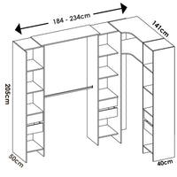 Guardaroba grande Alanno, Mobile camera da letto, Cabina armadio portabiti, Armadio appendiabiti, 234x141 h205 cm, Rovere