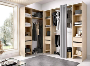 Guardaroba grande Alanno, Mobile camera da letto, Cabina armadio portabiti, Armadio appendiabiti, 234x141 h205 cm, Rovere