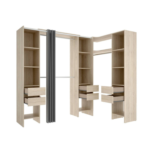 Guardaroba grande Alanno, Mobile camera da letto, Cabina armadio portabiti, Armadio appendiabiti, 234x141 h205 cm, Rovere