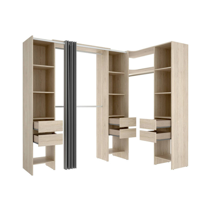 Guardaroba grande Alanno, Mobile camera da letto, Cabina armadio portabiti, Armadio appendiabiti, 234x141 h205 cm, Rovere