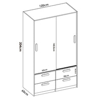 Guardaroba 2 ante Kirogi, Mobile camera da letto, Cabina armadio portabiti, Armadio appendiabiti, 120x60 h204 cm, Bianco e Rovere