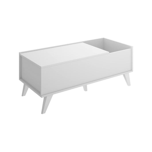 Tavolino da salotto Alexius, Tavolo basso da caffè, Portariviste per divano, Ripiano da soggiorno, 99x60 h41 cm, Bianco