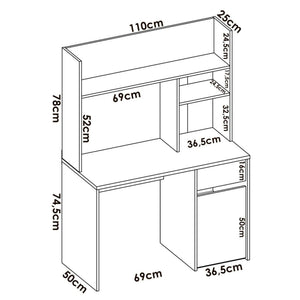 Scrivania Zefiro, Scrittoio multiuso, Tavolo per ufficio porta PC, Piano di lavoro, 110x50 h152 cm, Bianco