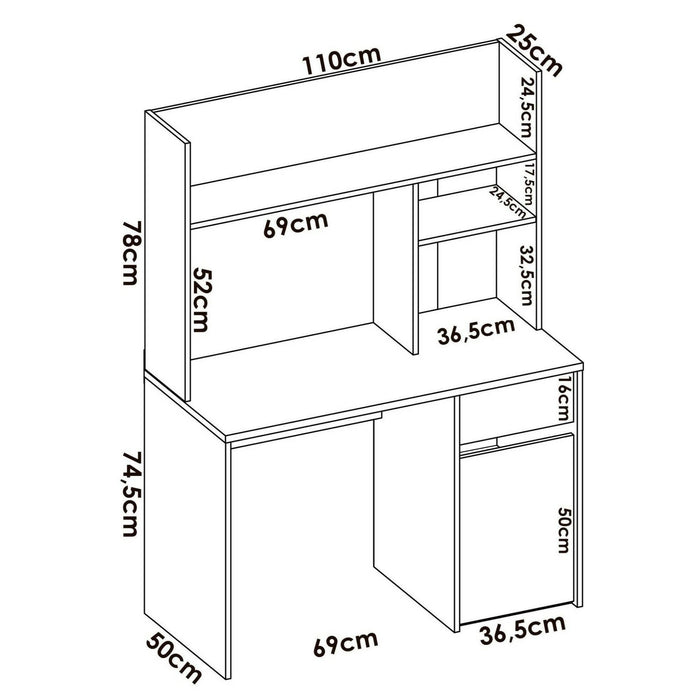 Scrivania Zefiro, Scrittoio multiuso, Tavolo per ufficio porta PC, Piano di lavoro, 110x50 h152 cm, Bianco