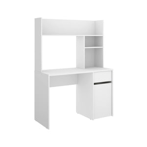 Scrivania Zefiro, Scrittoio multiuso, Tavolo per ufficio porta PC, Piano di lavoro, 110x50 h152 cm, Bianco