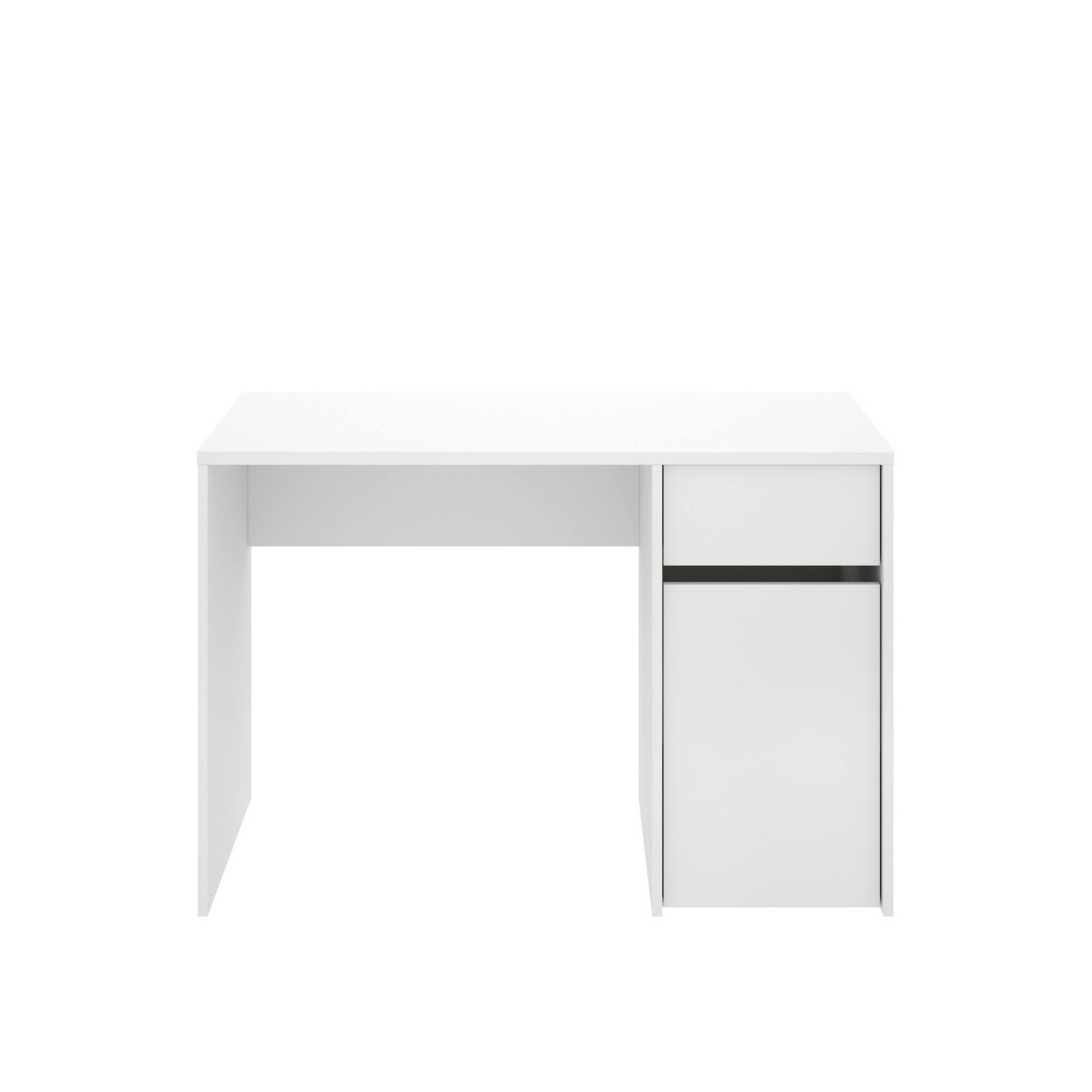 Scrivania Aischa, Scrittoio multiuso, Tavolo per ufficio porta PC, Piano di lavoro, 110x50 h74 cm, Bianco