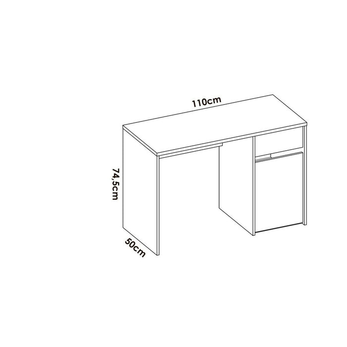 Scrivania Aischa, Scrittoio multiuso, Tavolo per ufficio porta PC, Piano di lavoro, 110x50 h74 cm, Bianco