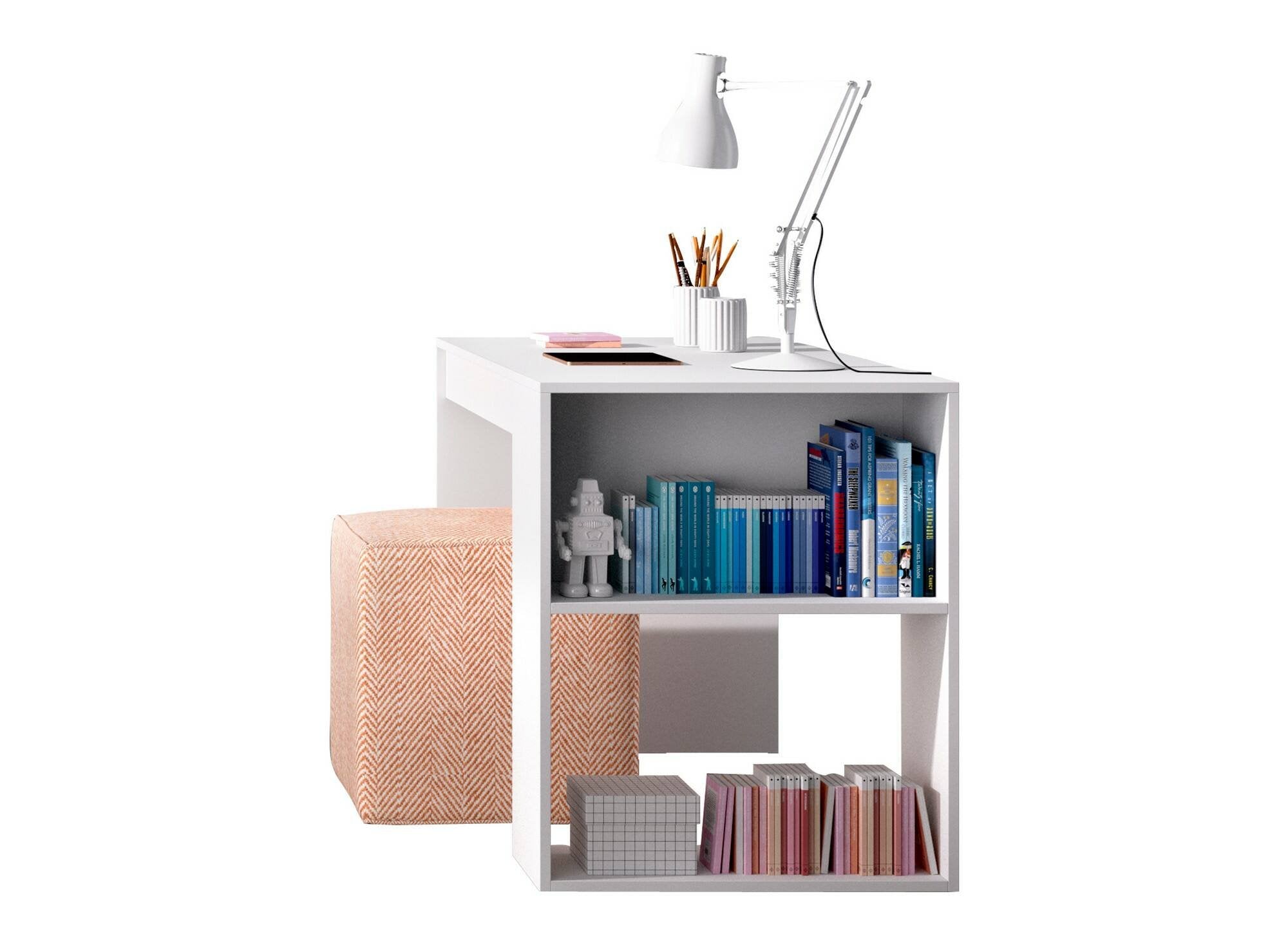 Scrivania Arianella, Scrittoio multiuso, Tavolo per ufficio porta PC, Piano di lavoro, 115x50 h74 cm, Bianco