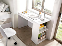 Scrivania Arianella, Scrittoio multiuso, Tavolo per ufficio porta PC, Piano di lavoro, 115x50 h74 cm, Bianco