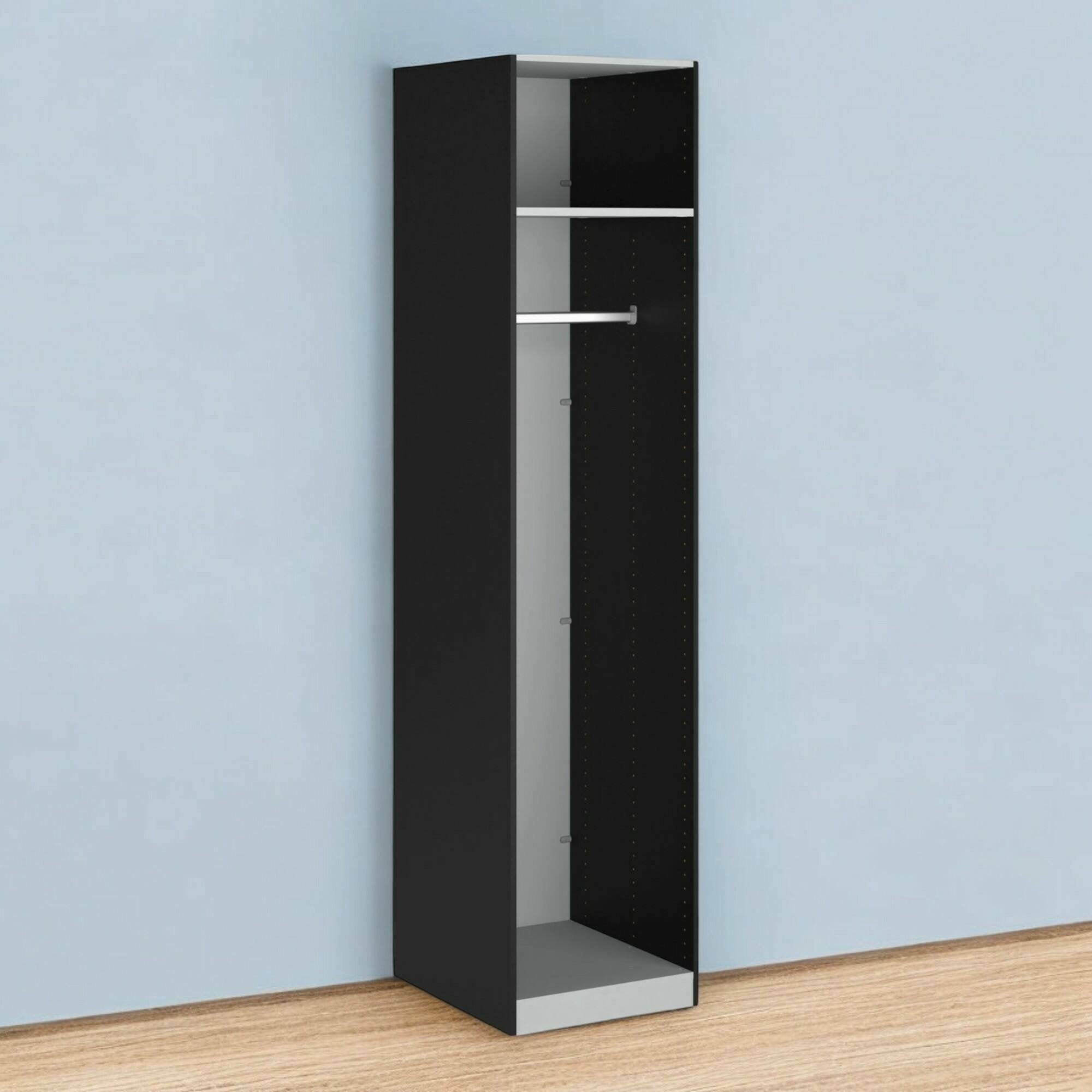 Guardaroba grande Kaihime, Mobile multifunzionale, Mobiletto scarpiera, Guardaroba porta scarpe, 58x50 h219 cm, Nero