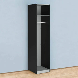 Guardaroba grande Kaihime, Mobile multifunzionale, Mobiletto scarpiera, Guardaroba porta scarpe, 58x50 h219 cm, Nero