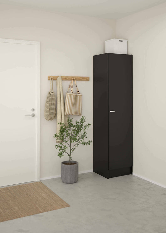 Guardaroba grande Airone, Mobile camera da letto, Cabina armadio portabiti, Armadio appendiabiti, 49x47 h200 cm, Nero