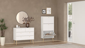 Scarpiera Fung, Mobile portascarpe, Armadio da ingresso multiuso, Mobiletto per calzature, 70x24 h139 cm, Bianco