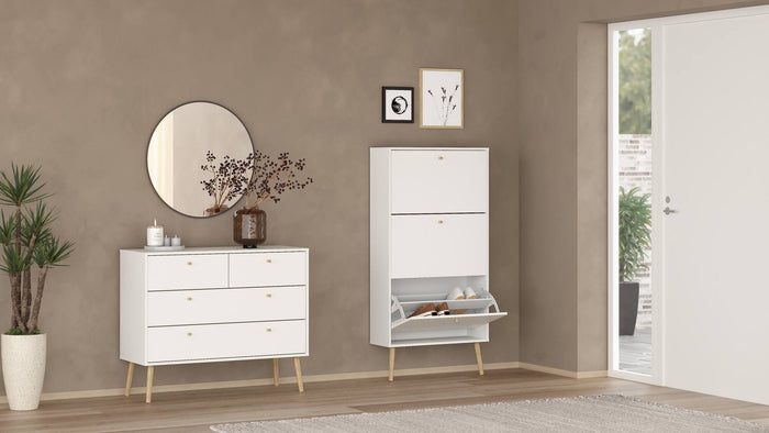 Scarpiera Fung, Mobile portascarpe, Armadio da ingresso multiuso, Mobiletto per calzature, 70x24 h139 cm, Bianco