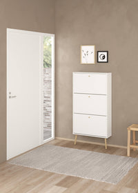 Scarpiera Fung, Mobile portascarpe, Armadio da ingresso multiuso, Mobiletto per calzature, 70x24 h139 cm, Bianco