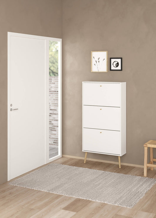 Scarpiera Fung, Mobile portascarpe, Armadio da ingresso multiuso, Mobiletto per calzature, 70x24 h139 cm, Bianco