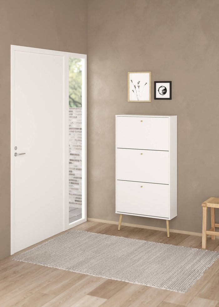 Scarpiera Fung, Mobile portascarpe, Armadio da ingresso multiuso, Mobiletto per calzature, 70x24 h139 cm, Bianco