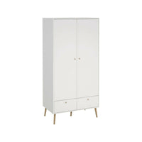 Guardaroba 2 ante Kahina, Mobile camera da letto, Cabina armadio portabiti, Armadio appendiabiti, 99x58 h200 cm, Bianco