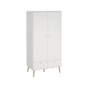 Guardaroba 2 ante Kahina, Mobile camera da letto, Cabina armadio portabiti, Armadio appendiabiti, 99x58 h200 cm, Bianco
