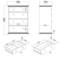 Cassettiera Lehar, Settimino multiuso, Comò camera da letto, Mobile con cassetti, 86x52 h116 cm, Nero