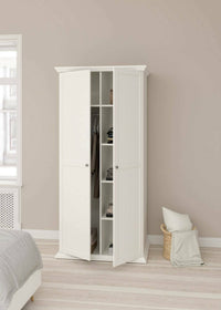 Guardaroba 2 ante Darby, Mobile camera da letto, Cabina armadio portabiti, Armadio appendiabiti, 96x63 h200 cm, Bianco