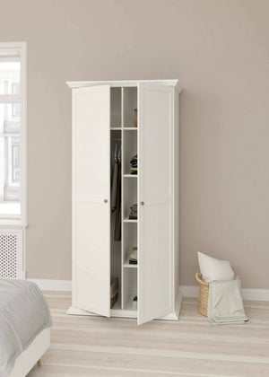 Guardaroba 2 ante Darby, Mobile camera da letto, Cabina armadio portabiti, Armadio appendiabiti, 96x63 h200 cm, Bianco