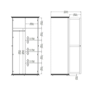 Guardaroba 2 ante Darby, Mobile camera da letto, Cabina armadio portabiti, Armadio appendiabiti, 96x63 h200 cm, Bianco