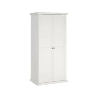 Guardaroba 2 ante Darby, Mobile camera da letto, Cabina armadio portabiti, Armadio appendiabiti, 96x63 h200 cm, Bianco