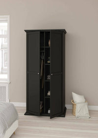 Guardaroba 2 ante Darby, Mobile camera da letto, Cabina armadio portabiti, Armadio appendiabiti, 96x63 h200 cm, Nero