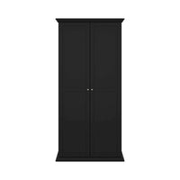 Guardaroba 2 ante Darby, Mobile camera da letto, Cabina armadio portabiti, Armadio appendiabiti, 96x63 h200 cm, Nero