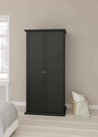 Guardaroba 2 ante Darby, Mobile camera da letto, Cabina armadio portabiti, Armadio appendiabiti, 96x63 h200 cm, Nero