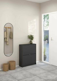 Scarpiera Larry, Mobile portascarpe, Armadio da ingresso multiuso, Mobiletto per calzature, 70x24 h85 cm, Grigio