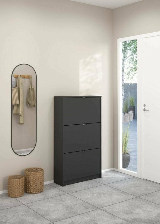 Scarpiera Irina, Mobile portascarpe, Armadio da ingresso multiuso, Mobiletto per calzature, 70x24 h124 cm, Grigio