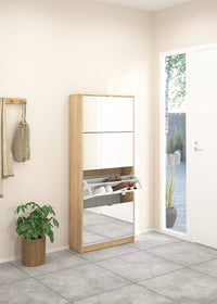 Scarpiera Aepytus, Mobile portascarpe, Armadio da ingresso multiuso, Mobiletto per calzature, 70x24 h162 cm, Rovere